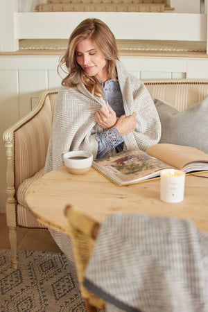 Harborview Herringbone Light Grey Blanket: Original