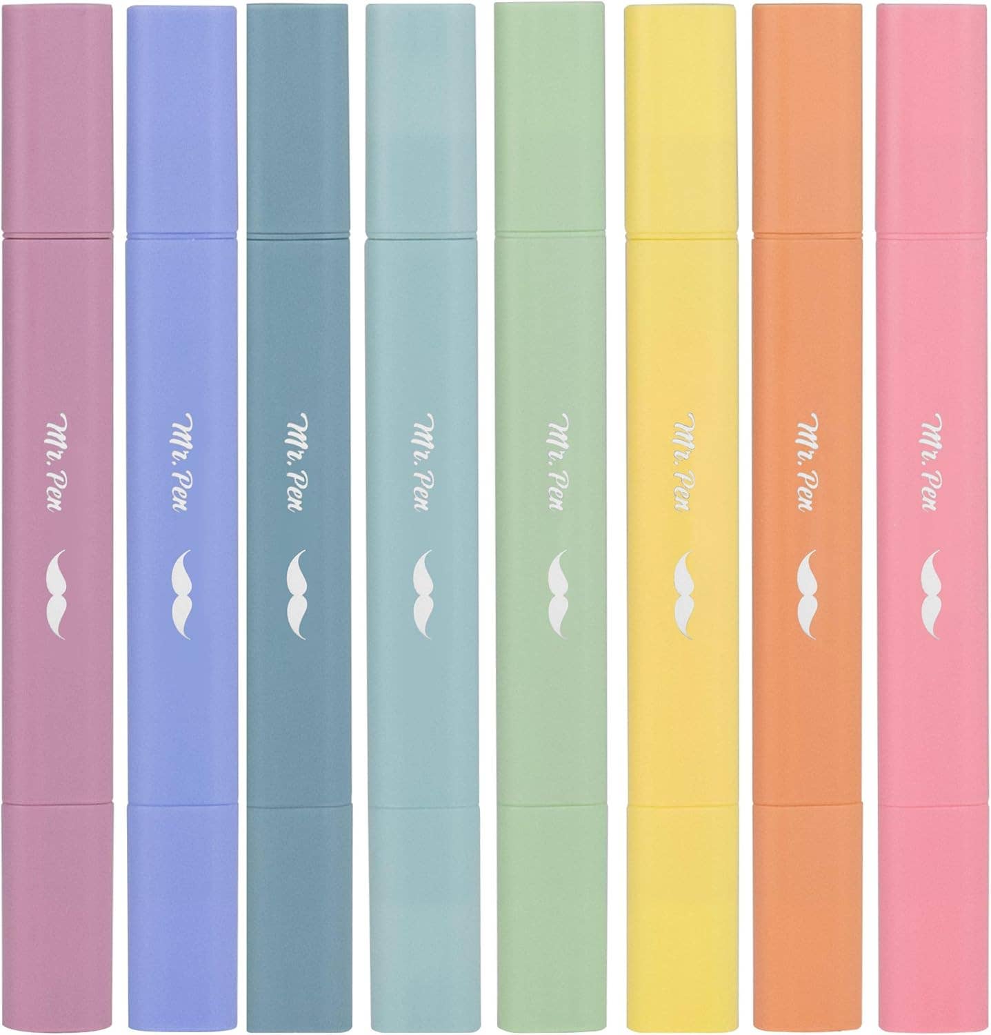 Mr. Pen- Aesthetic Dual Tip Bible Highlighters, No Bleed Through Assorted Color, 8pcs, Cute Highlighter Dual Tip for Journaling Supplies and School Accessories: Assorted