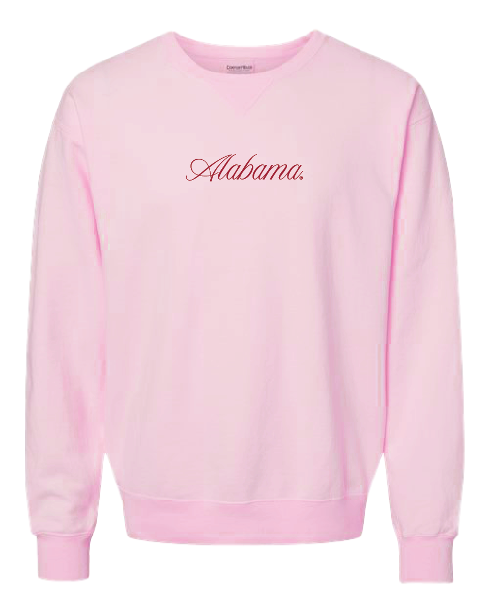 Cursive Alabama Crimson Crewneck