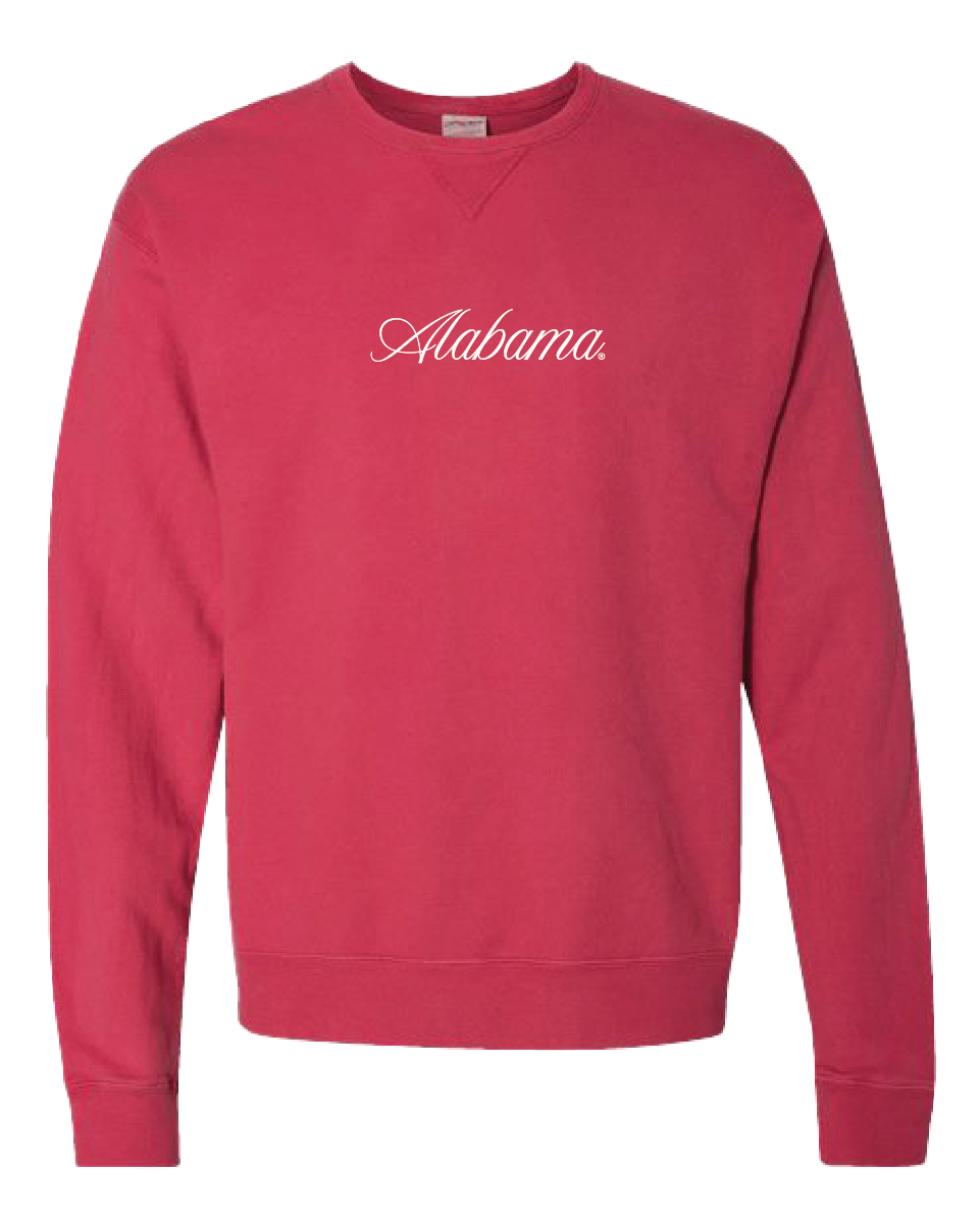 Cursive Alabama White Crewneck