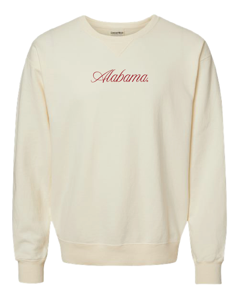 Cursive Alabama Crimson Crewneck