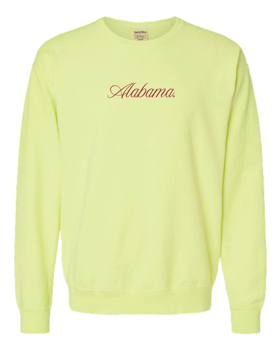 Cursive Alabama Crimson Crewneck