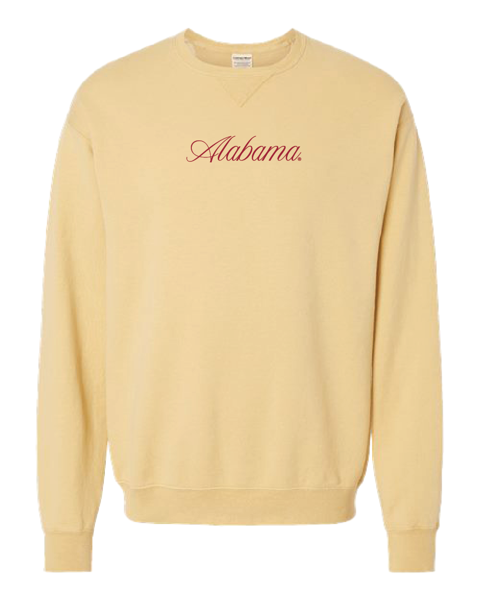 Cursive Alabama Crimson Crewneck
