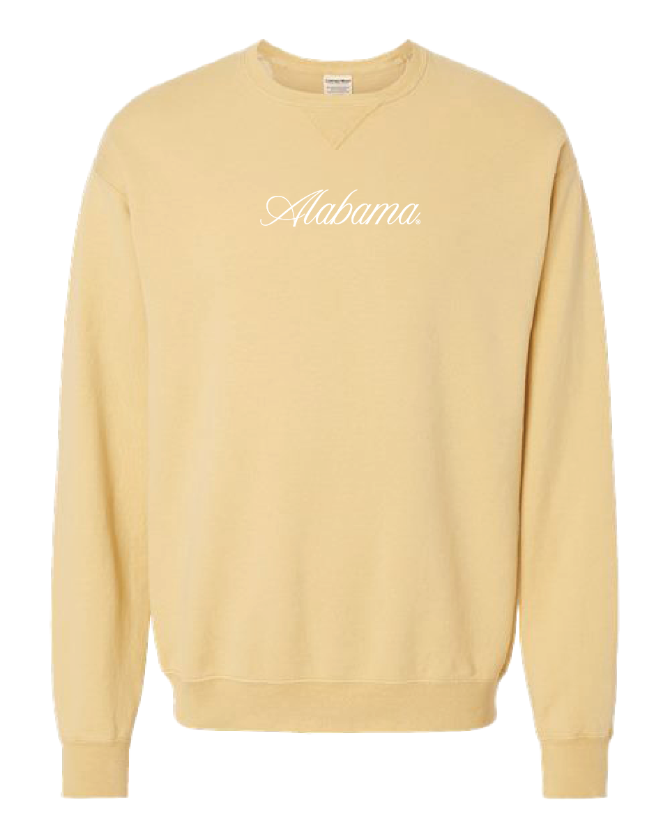 Cursive Alabama White Crewneck