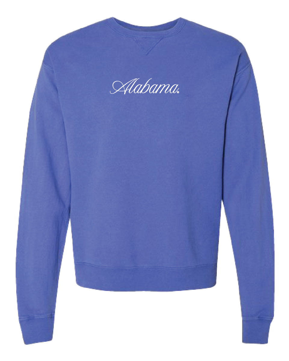 Cursive Alabama White Crewneck