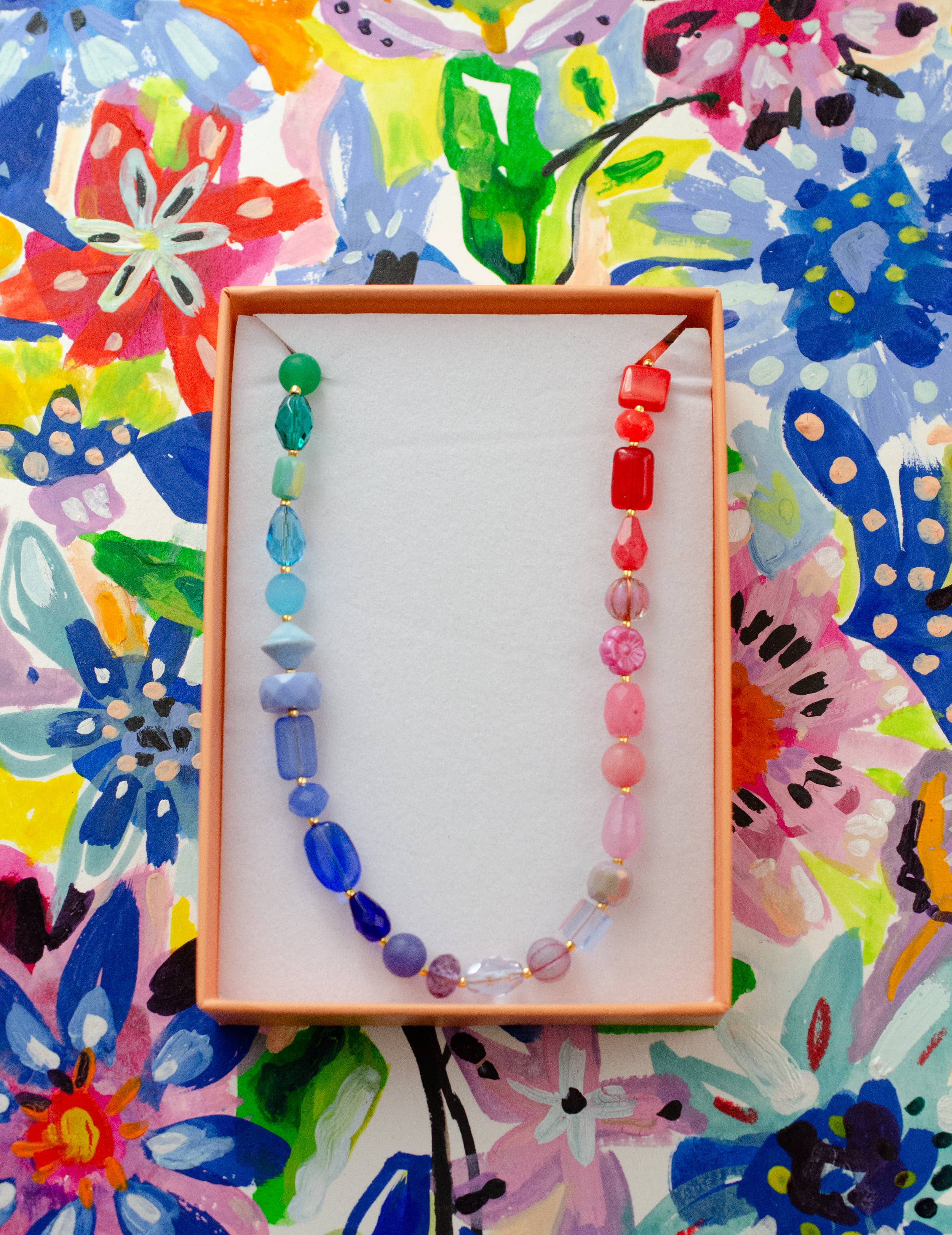 Rainbow Beaded Colorful Necklace