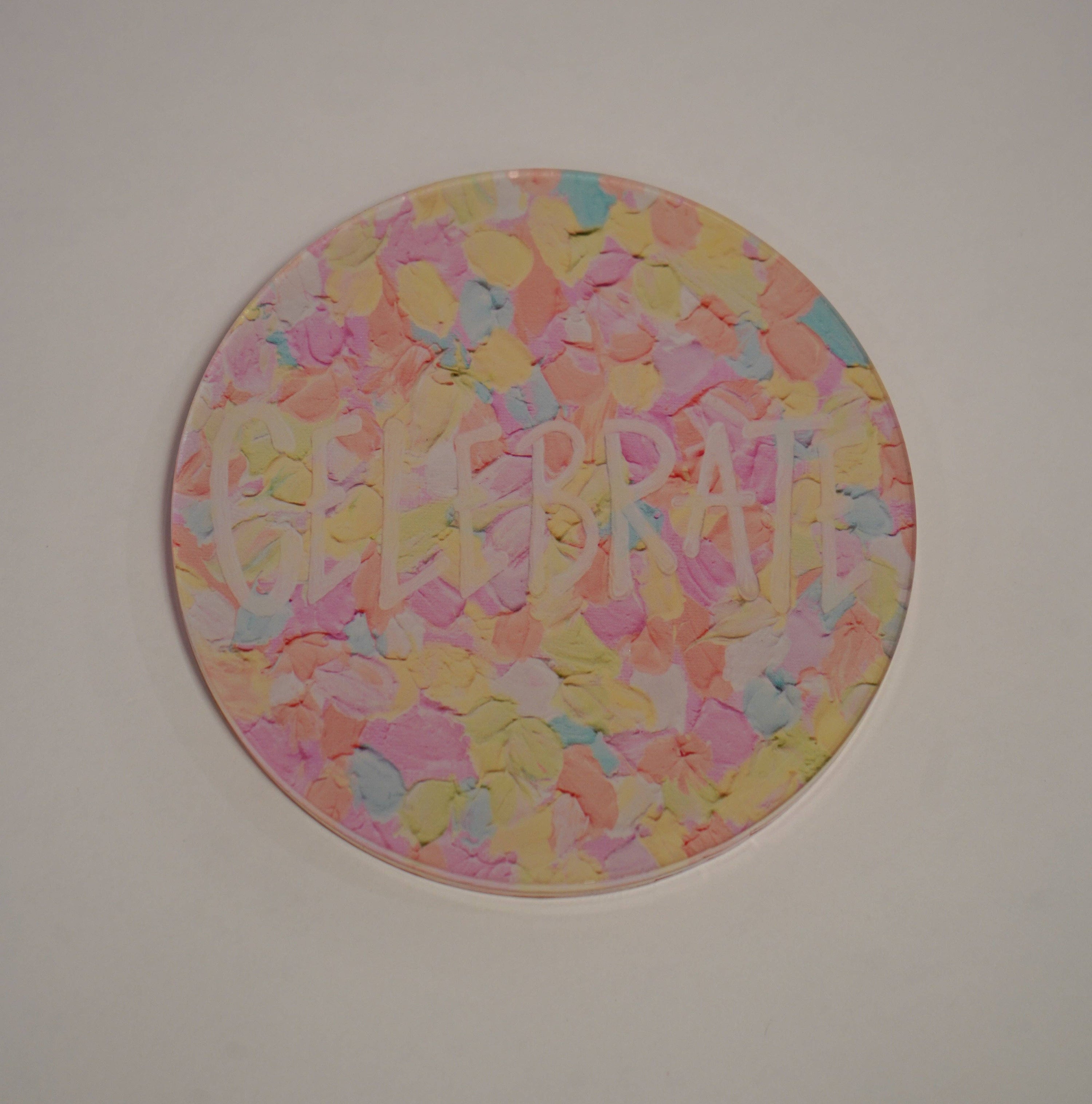 Gold WS Set of 4 Celebrate Coaster- Confetti Print