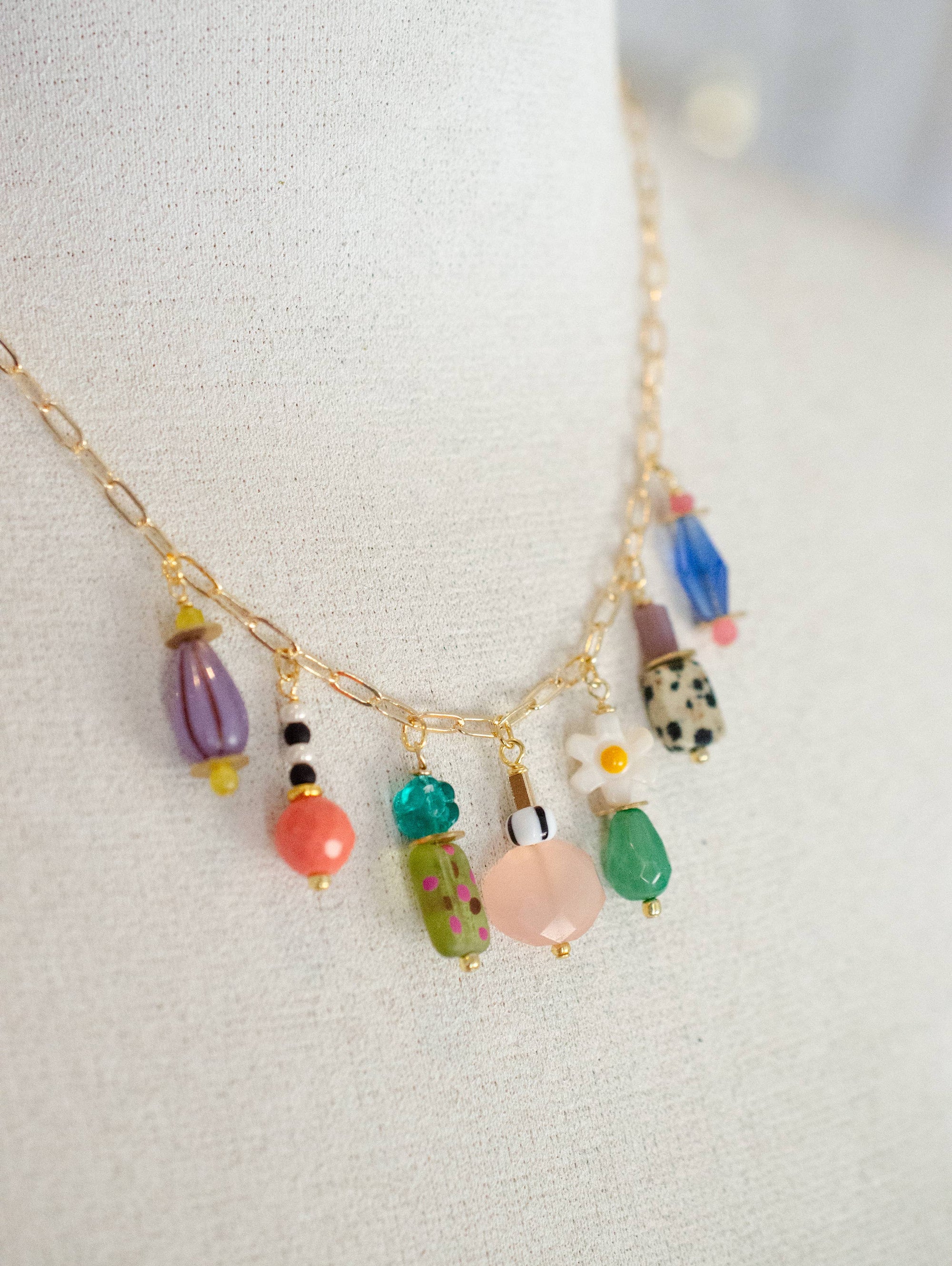 Dainty Colorful Charm Beaded Necklace