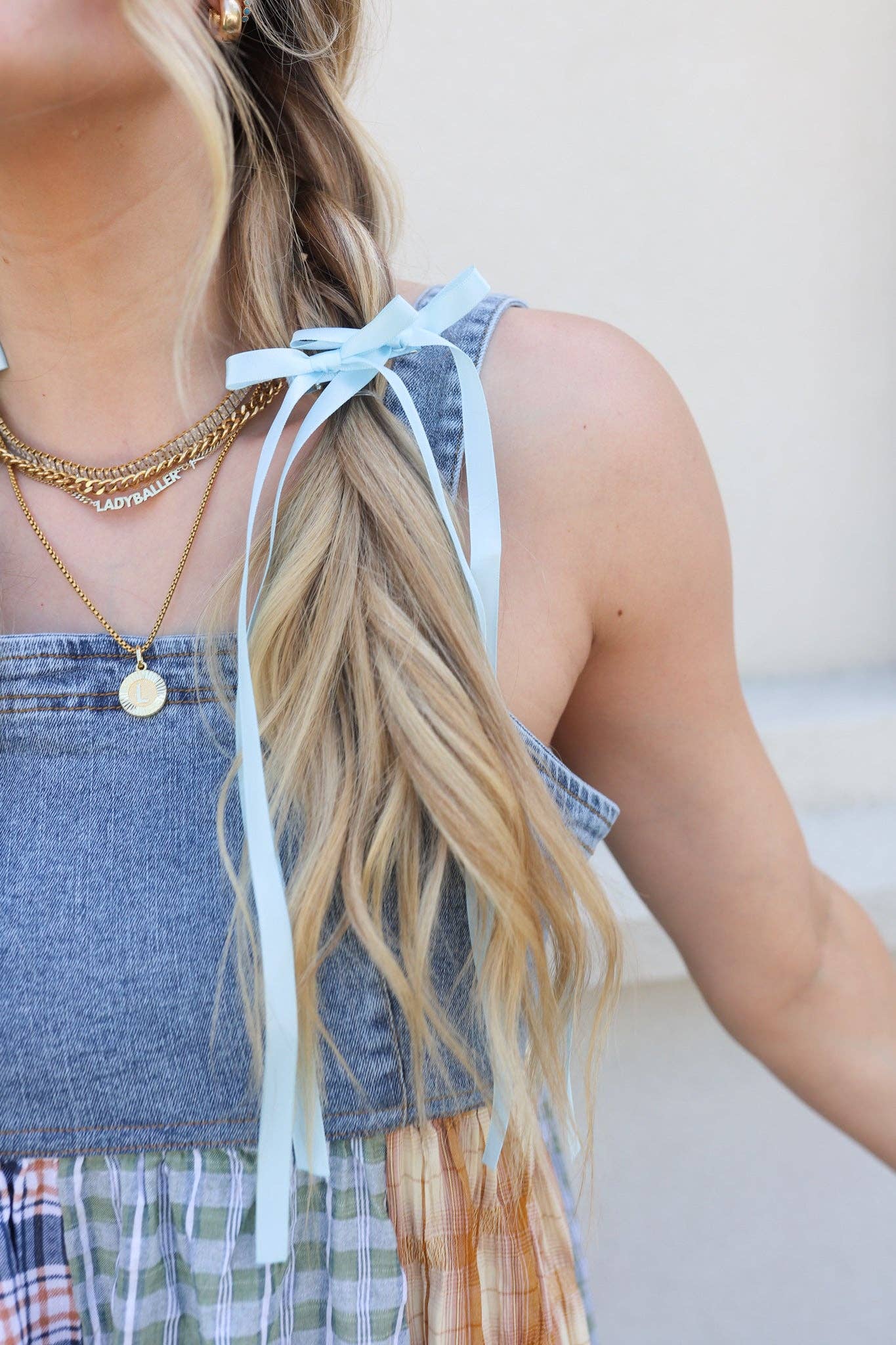 RIBBON BOW CLIP INS ( 3 COLORS ): BLUE