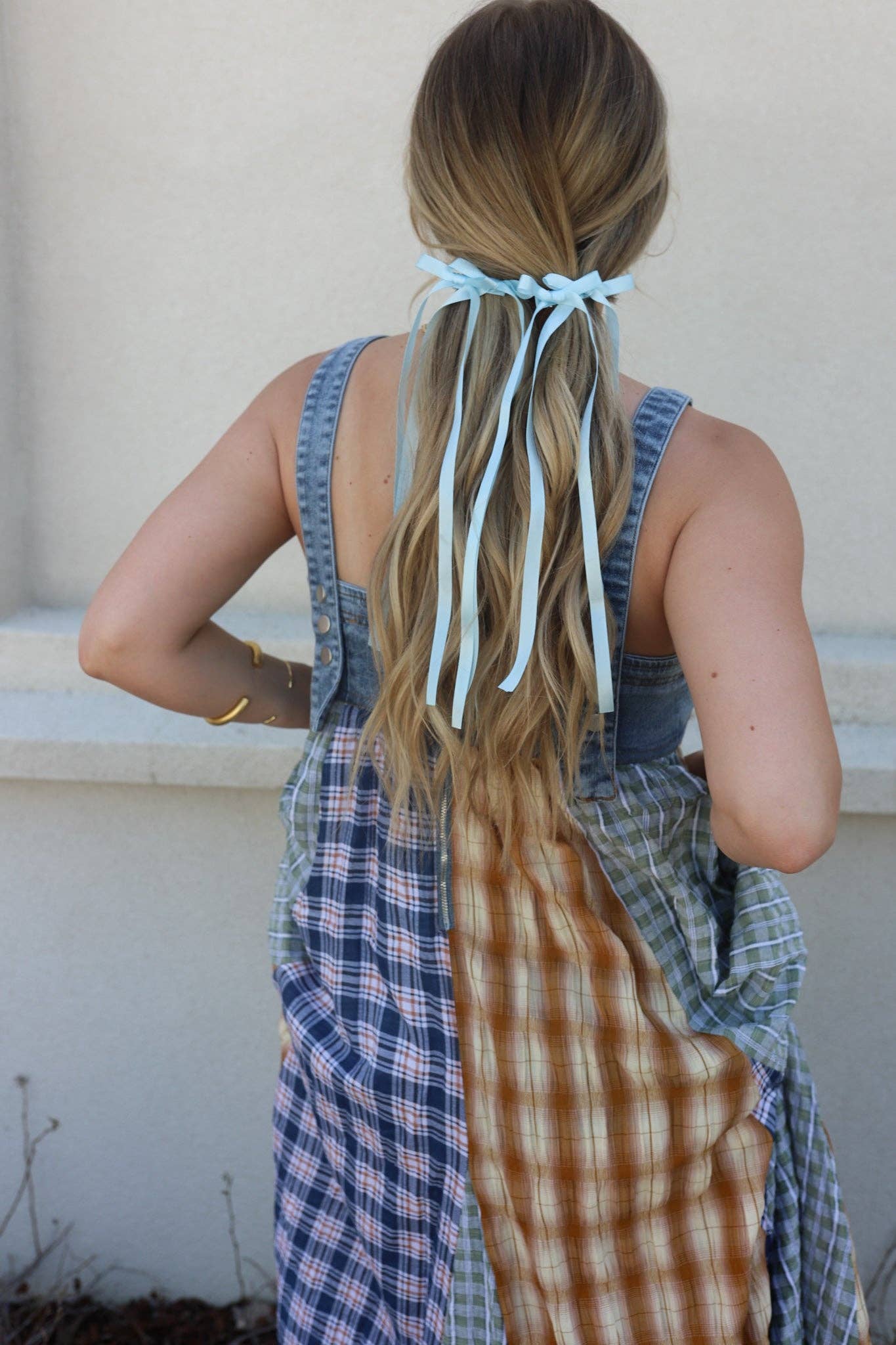RIBBON BOW CLIP INS ( 3 COLORS ): BLUE
