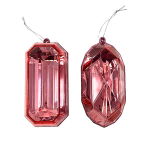 Acrylic RND/OBLNG Precious Gem Ornament 2 Asst. 5" - Pink