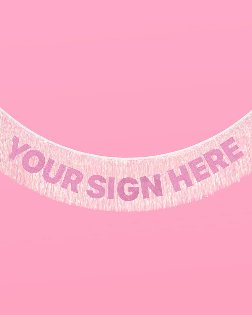 White Iridescent Fringe Banner | 5 ft, Party Decor