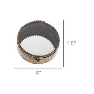 Josephine Mirrored Box, Brass - Lrg Round