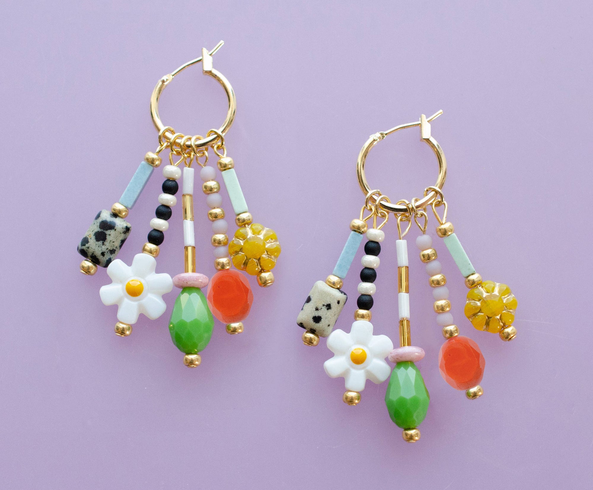 Colorful Beaded Charm Earrings