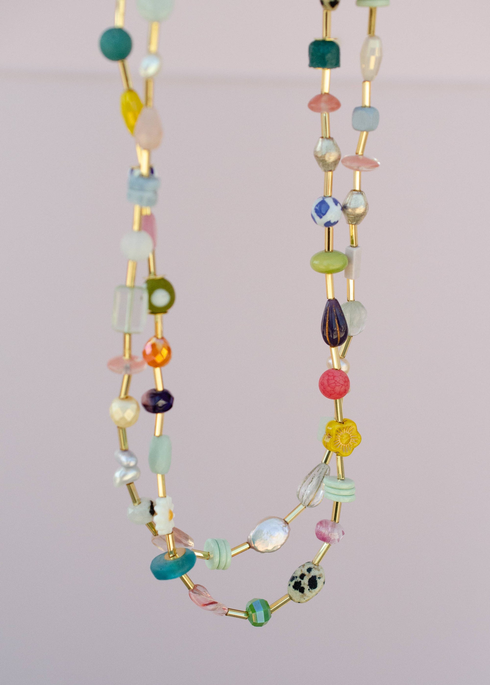 Colorful Beaded Eclectic Necklace: Bright