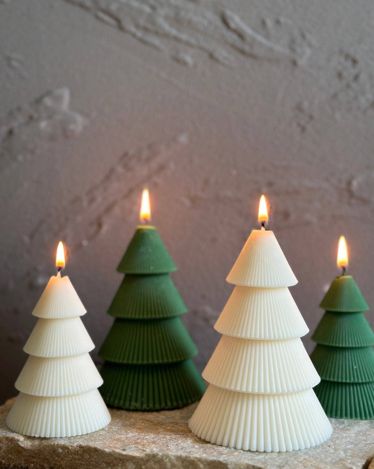 Ribbed Christmas Tree Candle (1pc): Forest Green / Fraser Fir / Small Tree