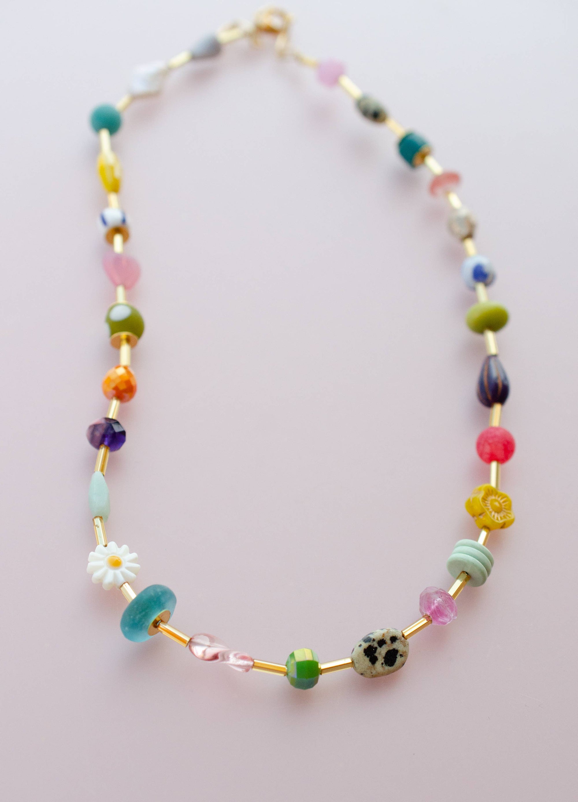 Colorful Beaded Eclectic Necklace: Bright