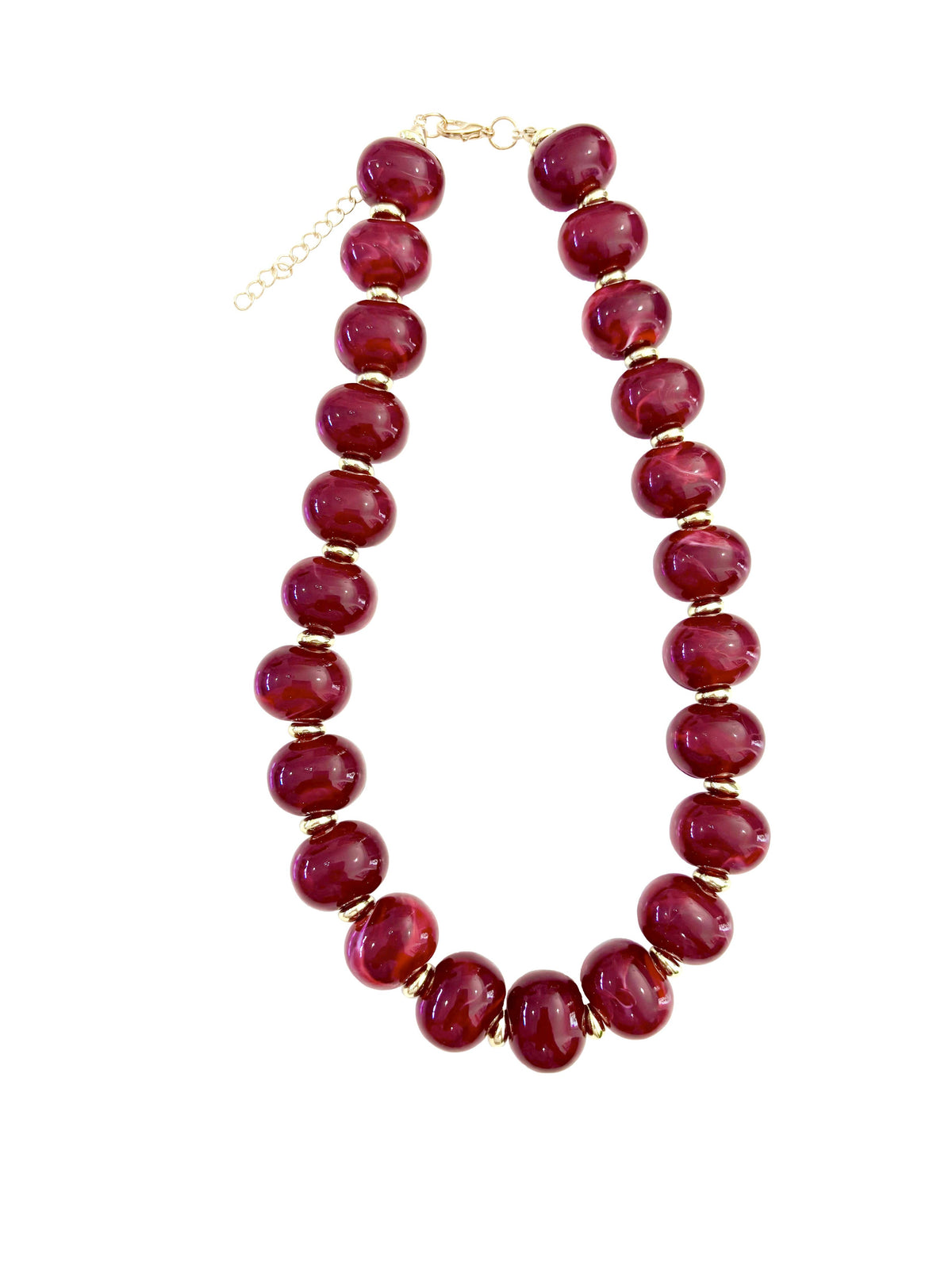 Marble Chunky Beaded Necklace- Red