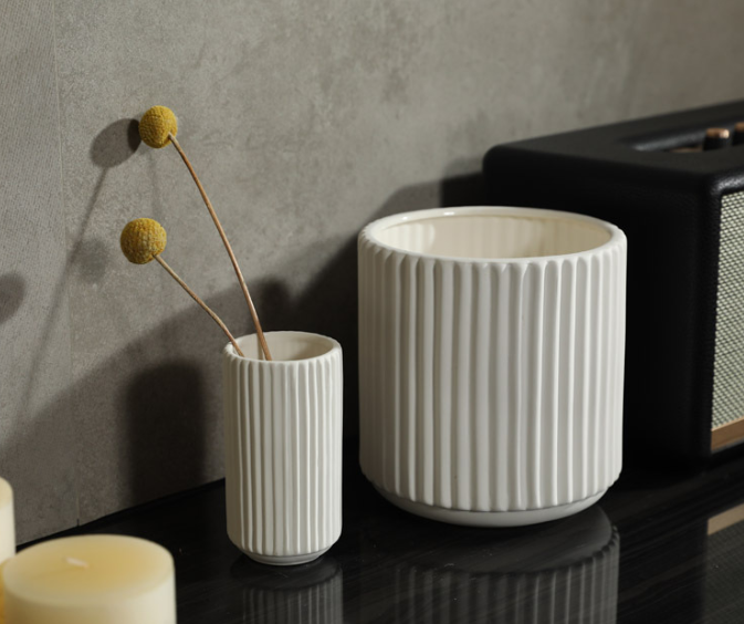 Pleated Ceramic Flower Vases