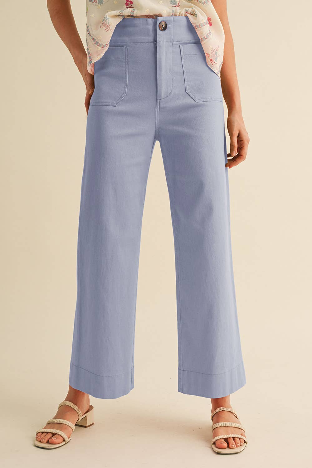 HIGH WAIST CROPPED WIDE LEG PANTS