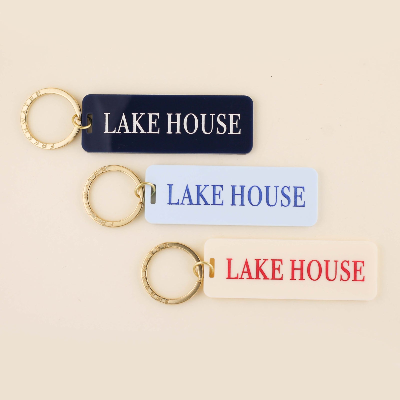 Lake House Keychain: Cream/Cherry Red / Keychain on Card