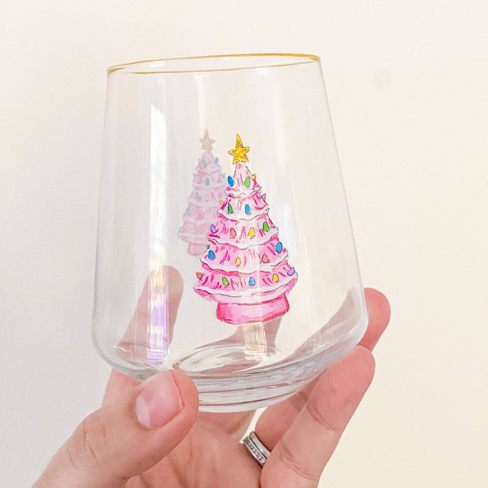 Retro Tree Stemless Wine Glass Set