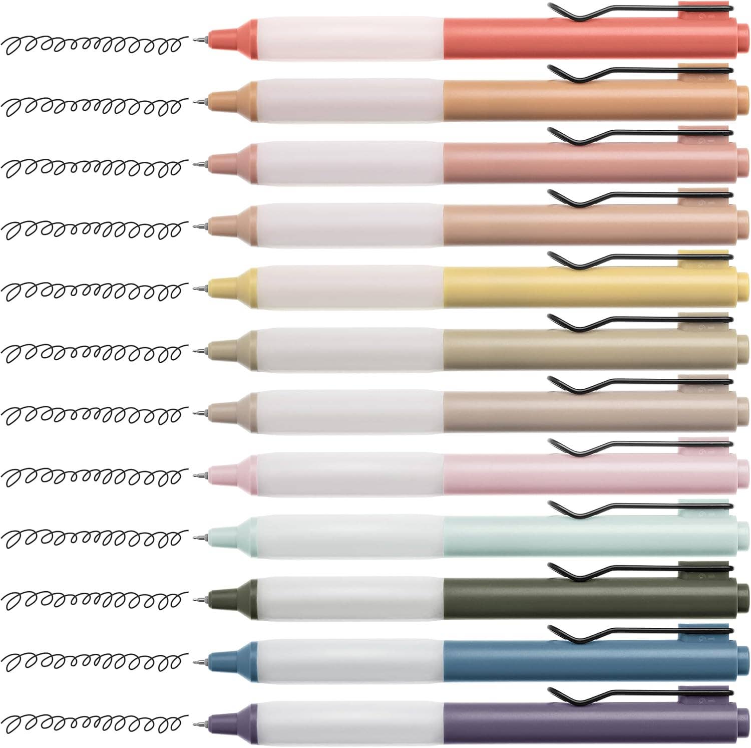 Retractable Gel Pens, 12 Pack, Black Ink Gel Pens, Vintage