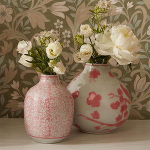 Pink Chinoiserie Set of 5 Hand-Painted Vase