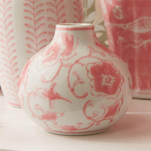 Pink Chinoiserie Set of 5 Hand-Painted Vase