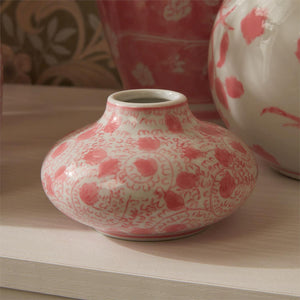 Pink Chinoiserie Set of 5 Hand-Painted Vase
