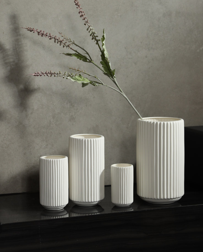 Pleated Ceramic Flower Vases