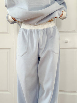 Blue and White Mini Striped Sweatpants: Blue/White Mini Stripes