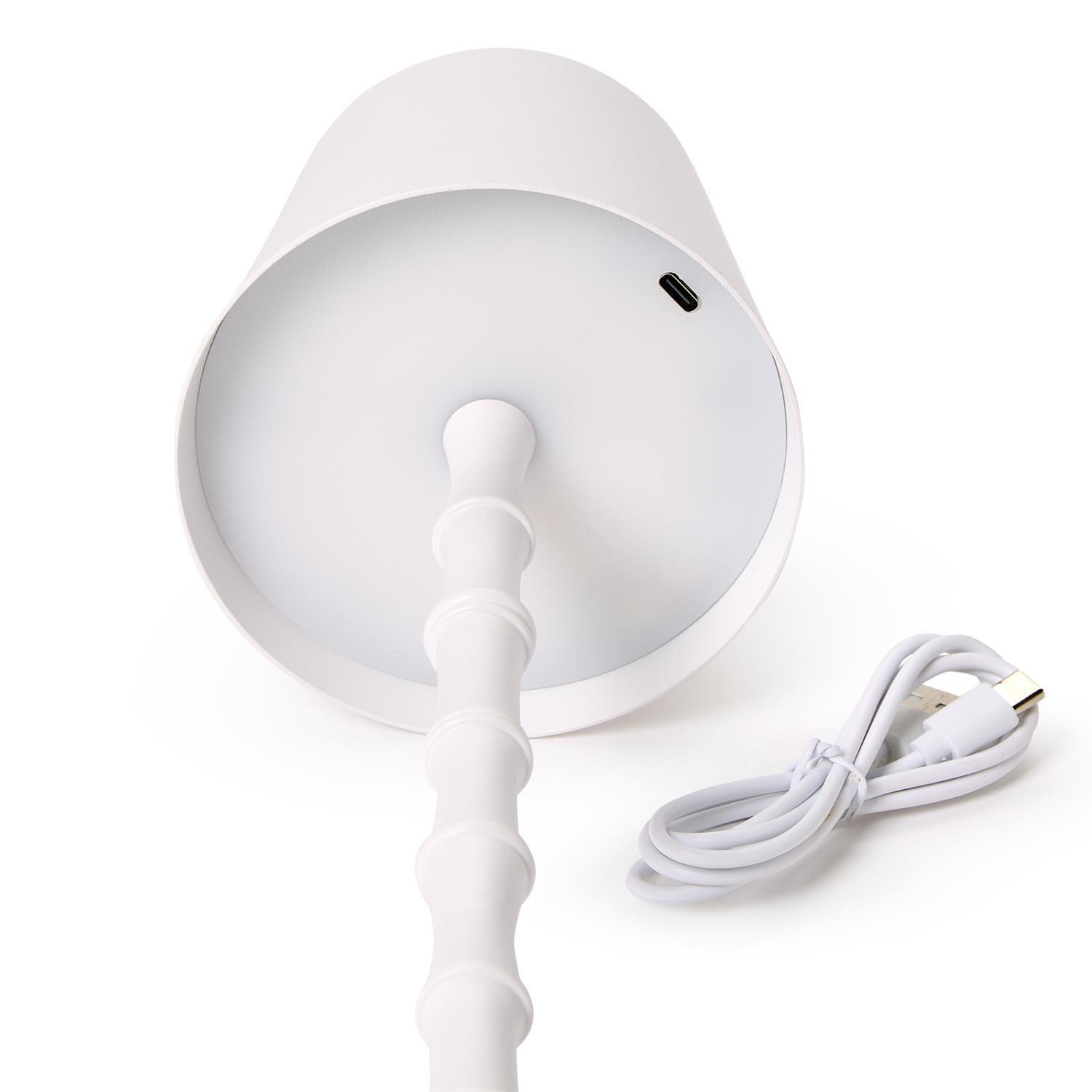 LED Portable Cordless White Bamboo Table Lamp