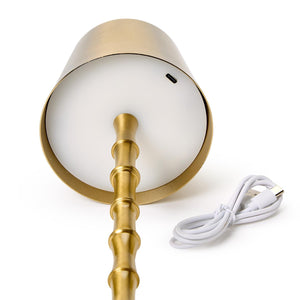 LED Portable Cordless Gold Bamboo Table Lamp"