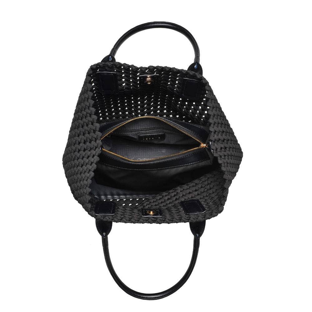 Solstice - Medium  Hand Woven Knot Tote: Black