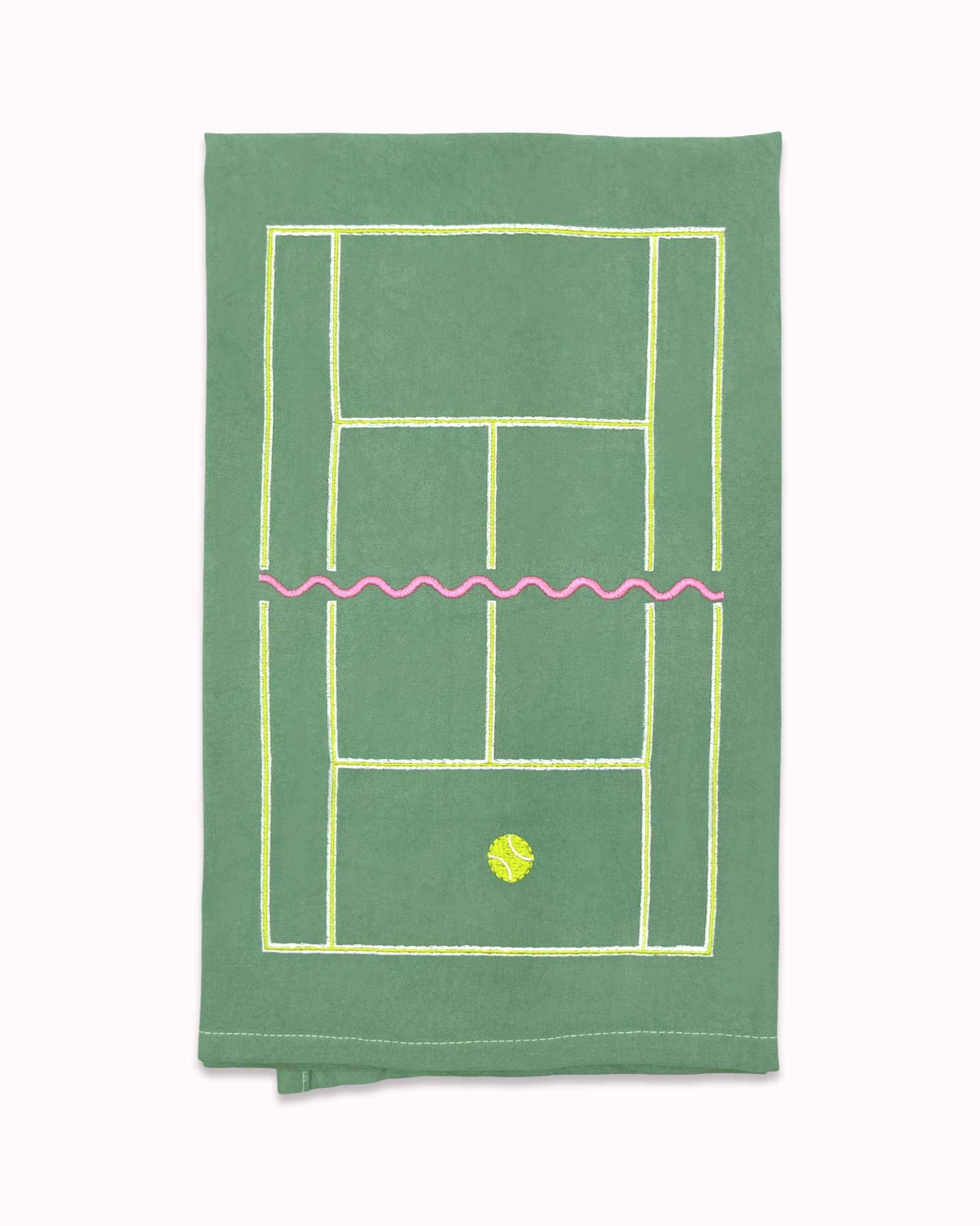 Tennis Time Embroidered Tea Towel