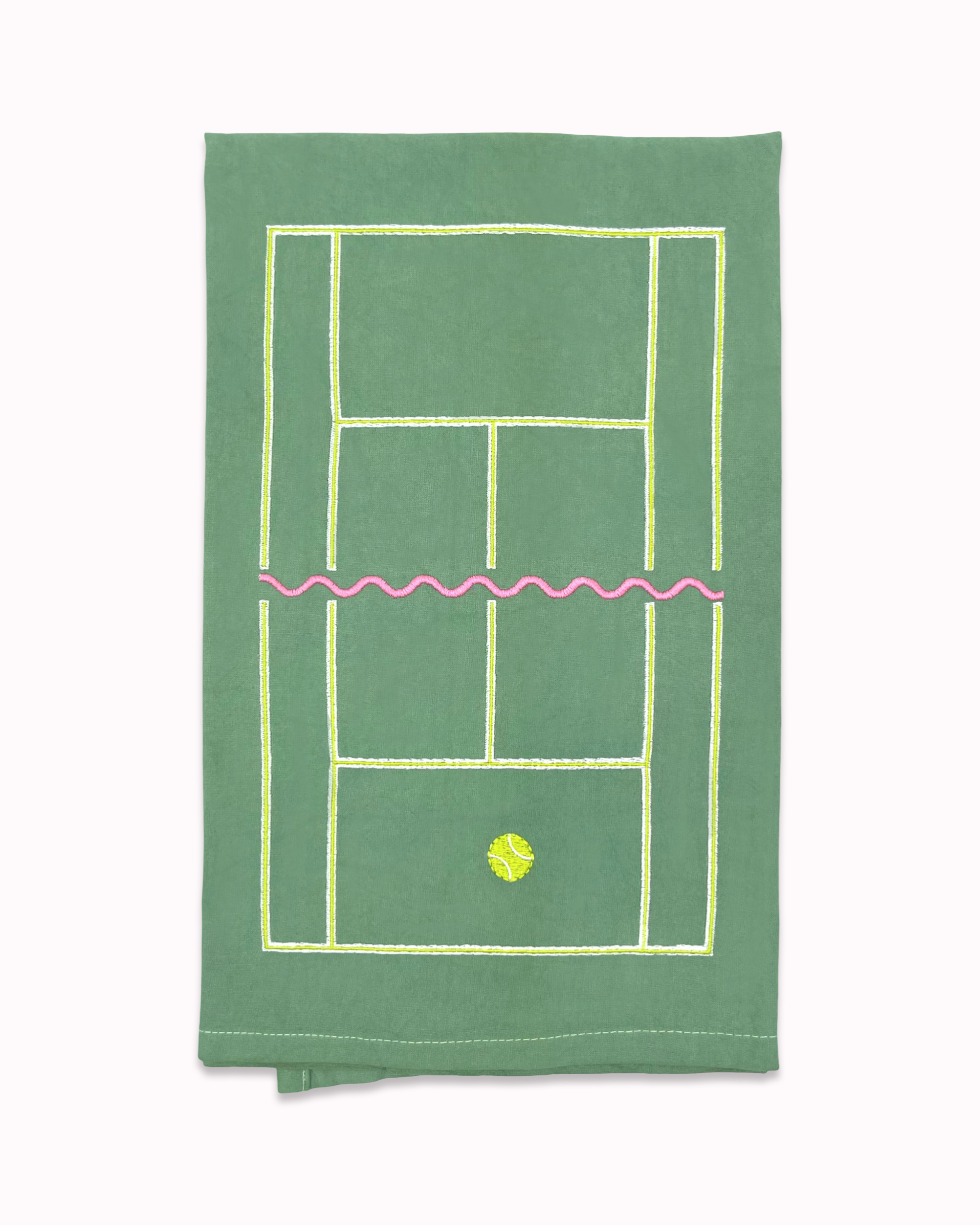 Tennis Time Embroidered Tea Towel