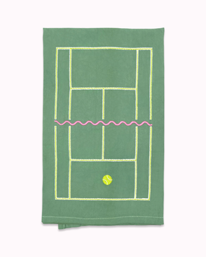 Tennis Time Embroidered Tea Towel