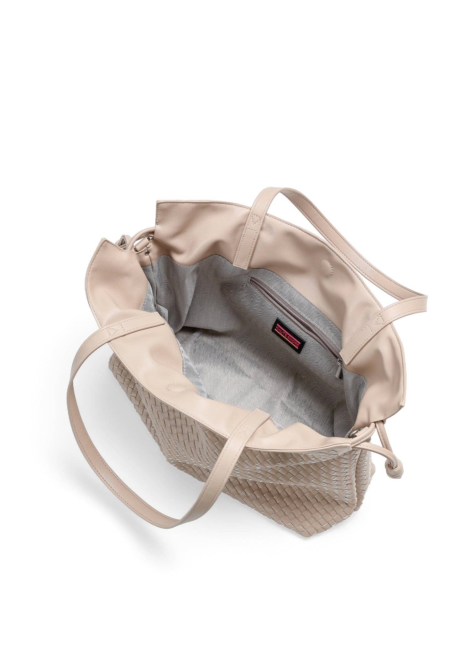 Cinched Woven Leather Vegan Tote Bag -Reese Fawn