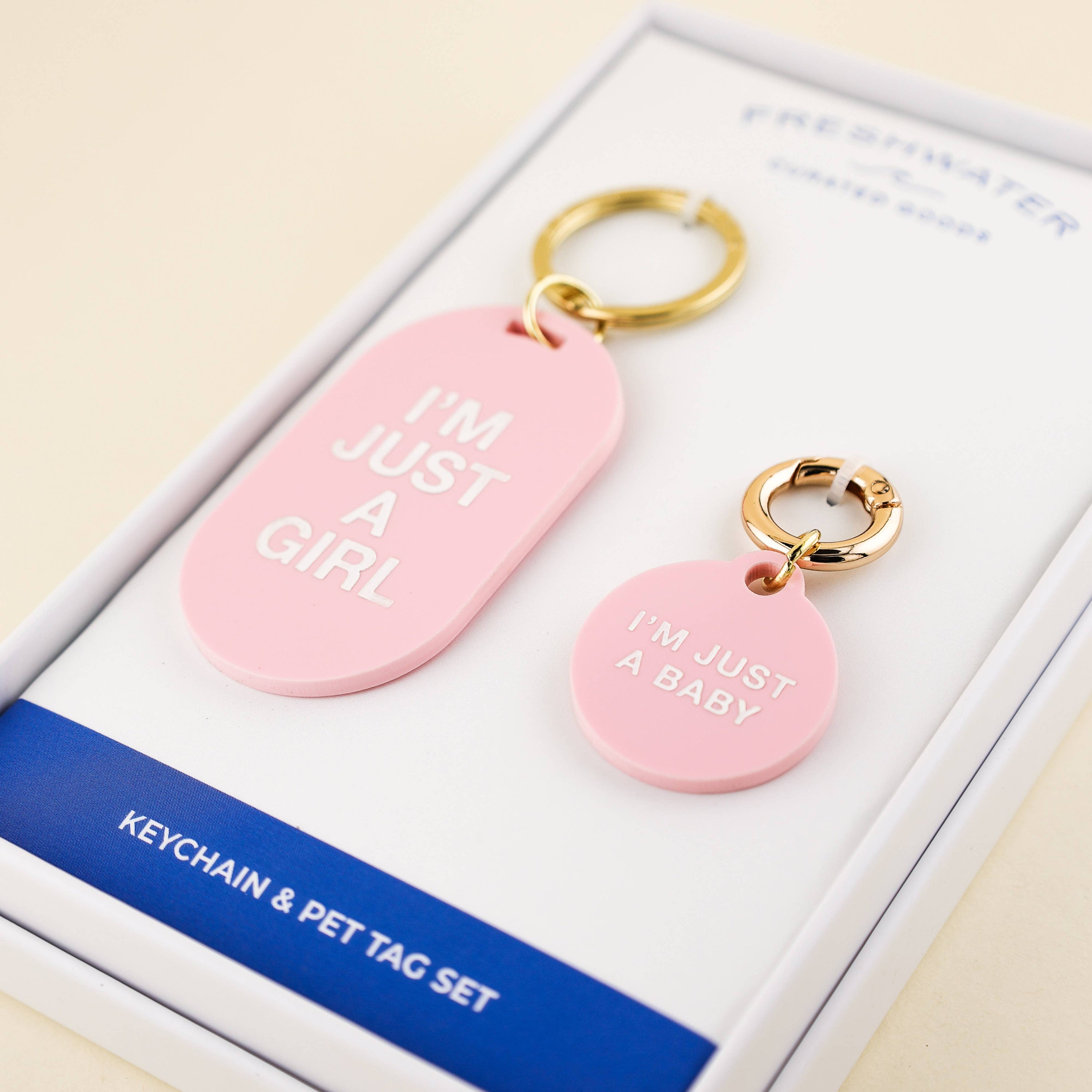 I'm Just a Girl Keychain & Pet Tag Gift Set
