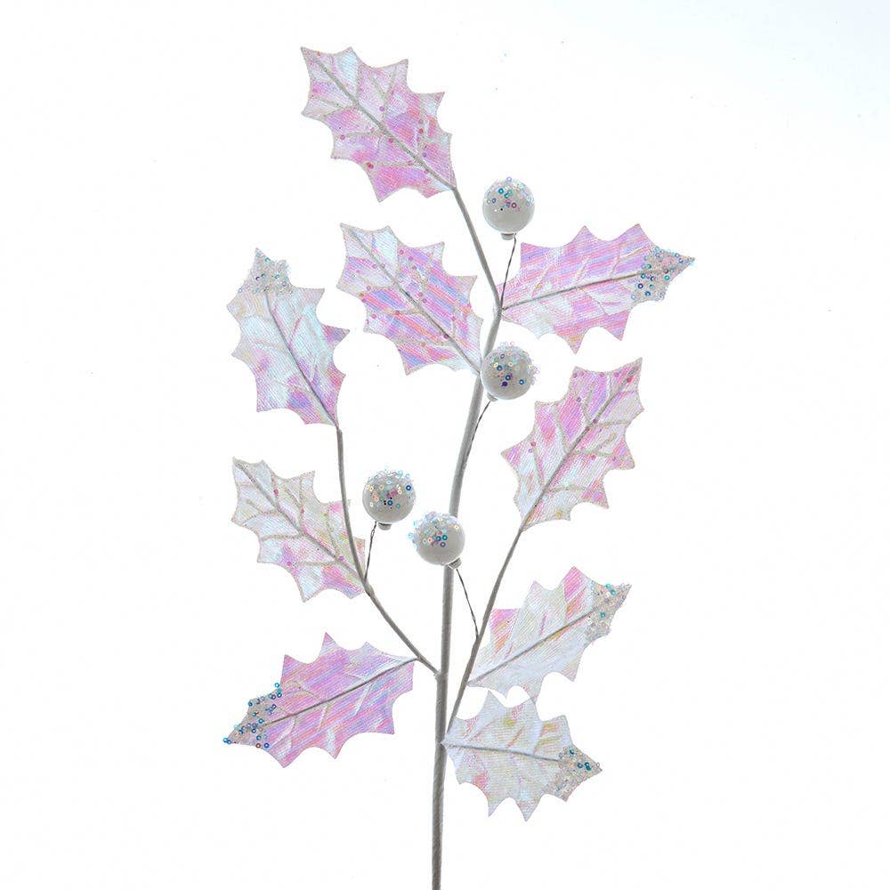 27.5"IRIDESCENT HOLLY LEAF SPRAY