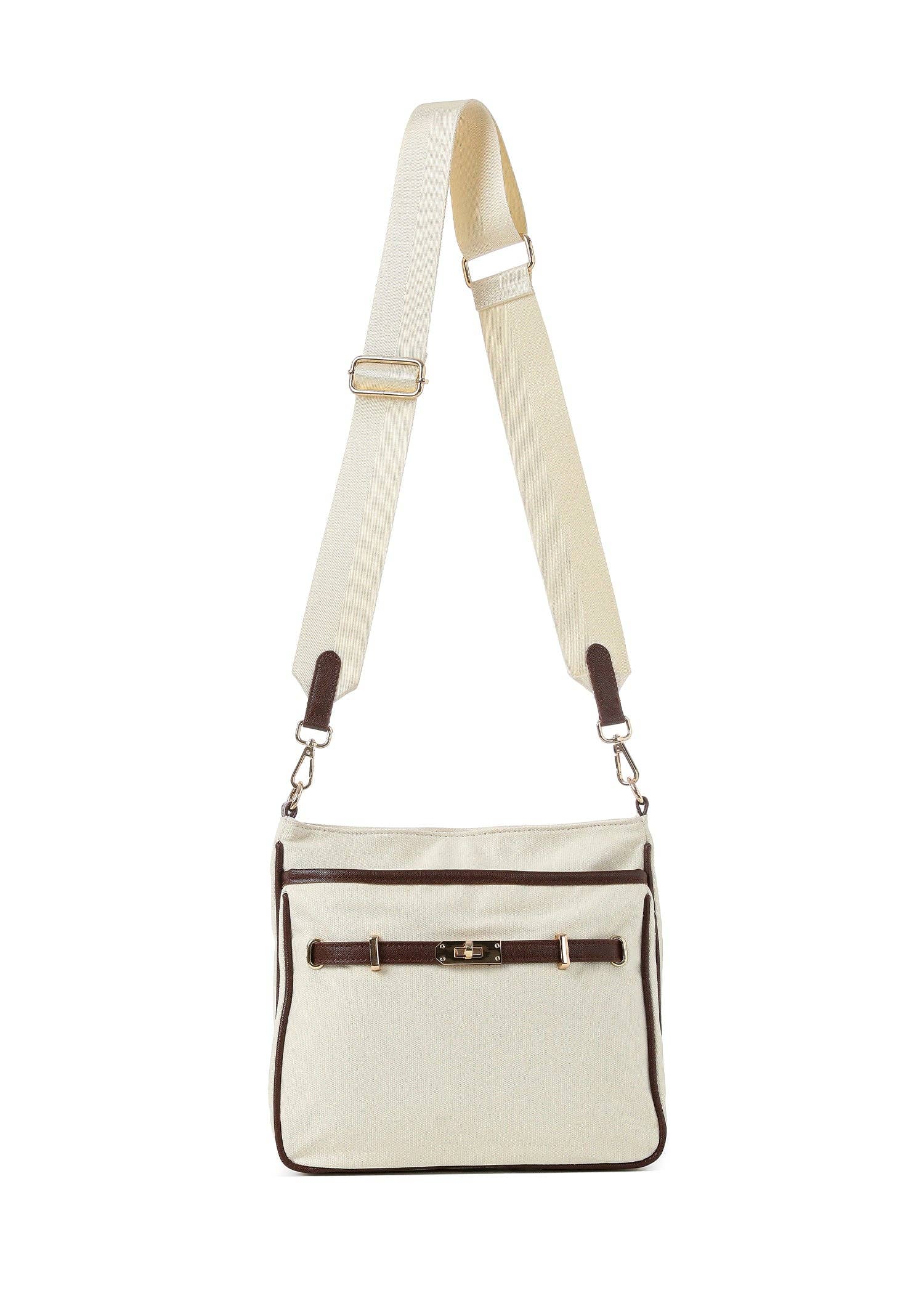 Canvas crossbody bag with belt- Kelly Paris Crossbody