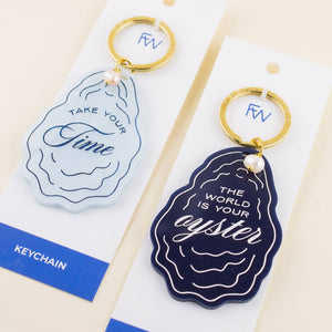World is Your Oyster + Pearl Charm Keychain: Keychain on Card