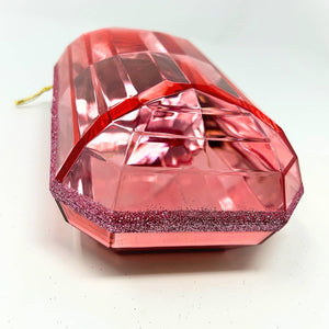 Acrylic Emerald Cut Precious Gem Ornament 8" - Pink