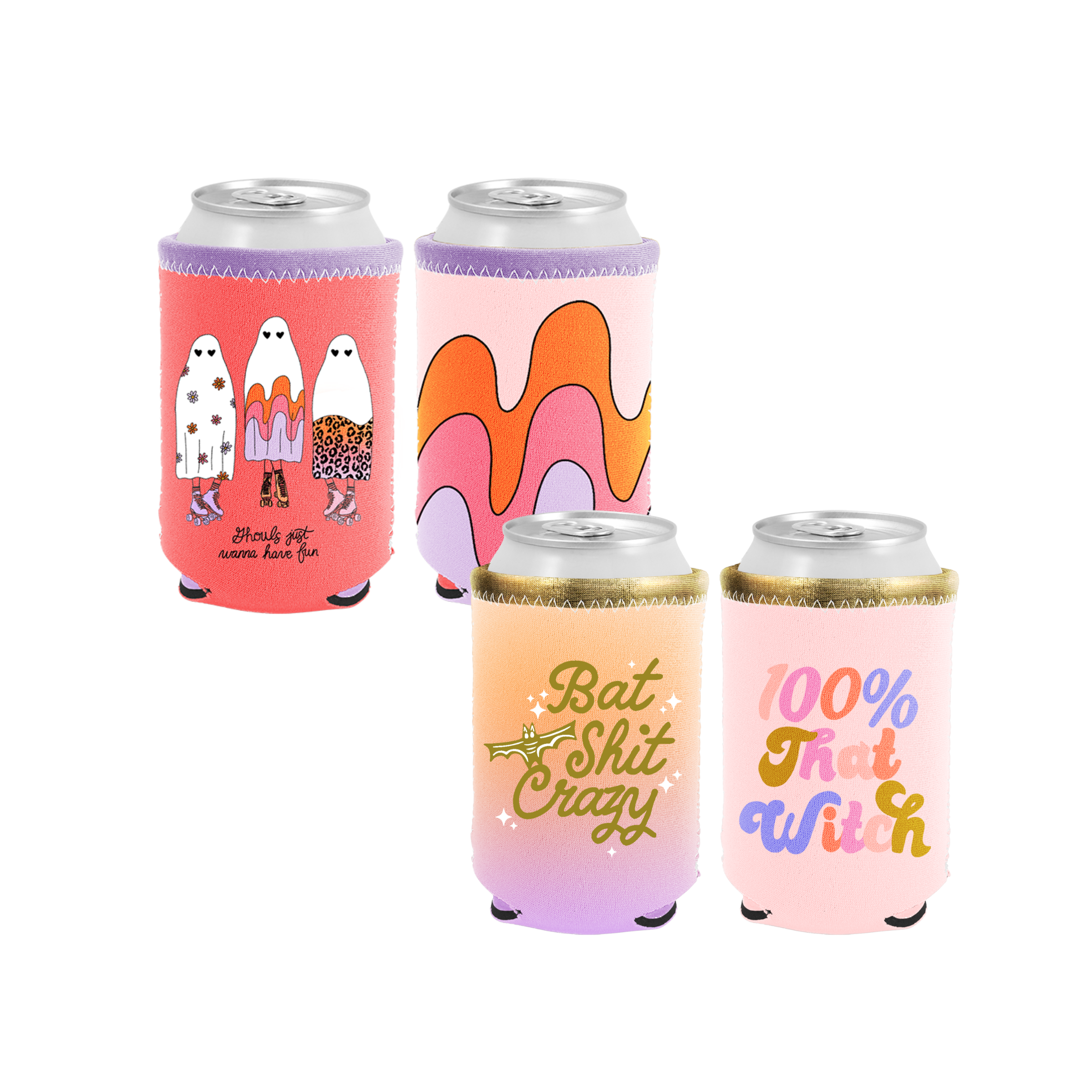 Halloween Reversible Can Cooler: Ghouls Just Wanna Have Fun