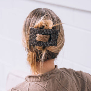 Flat Rectangle Hair Clip | Large | Truly Taupe Quilted