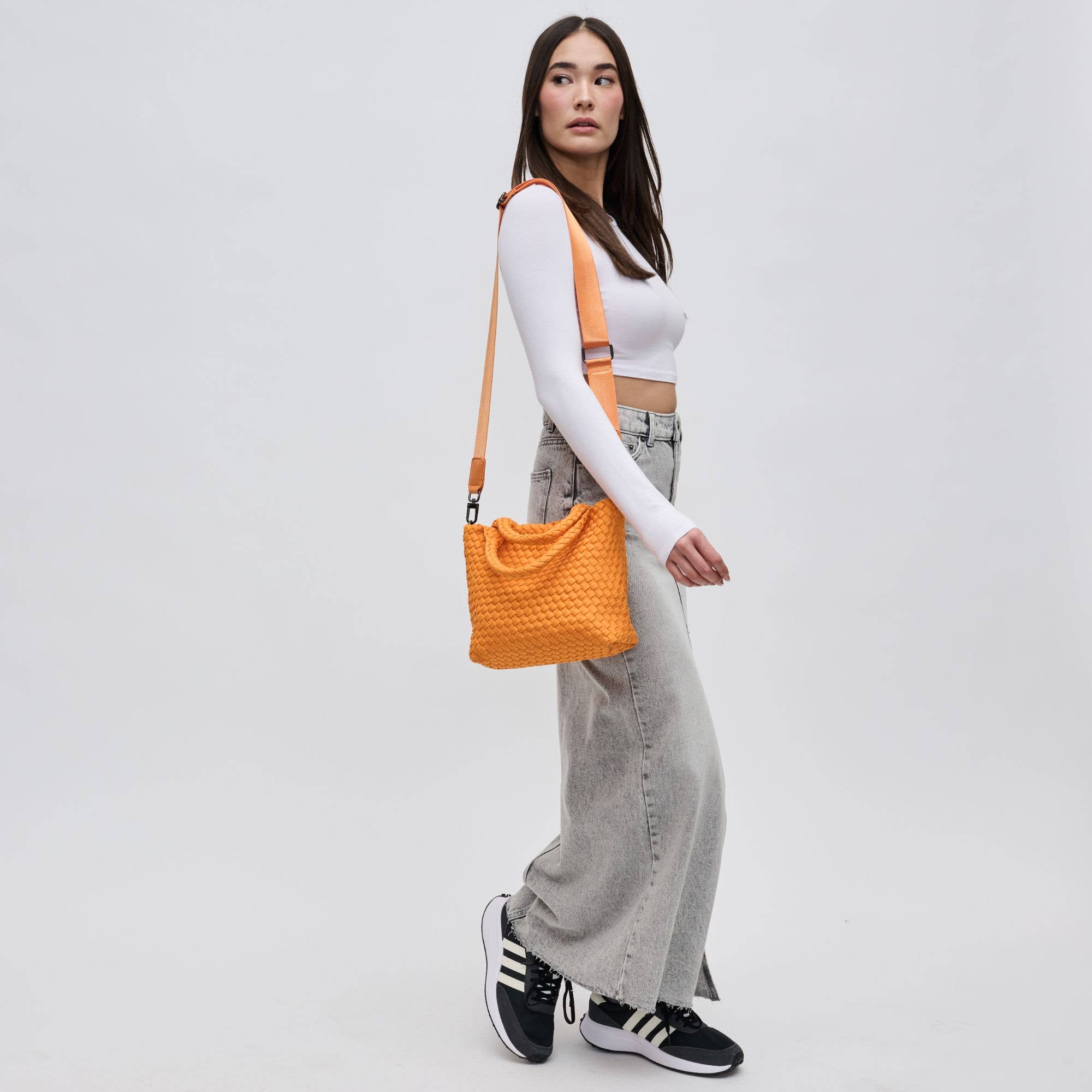 Sky's The Limit - Small Woven Neoprene Crossbody: Nude