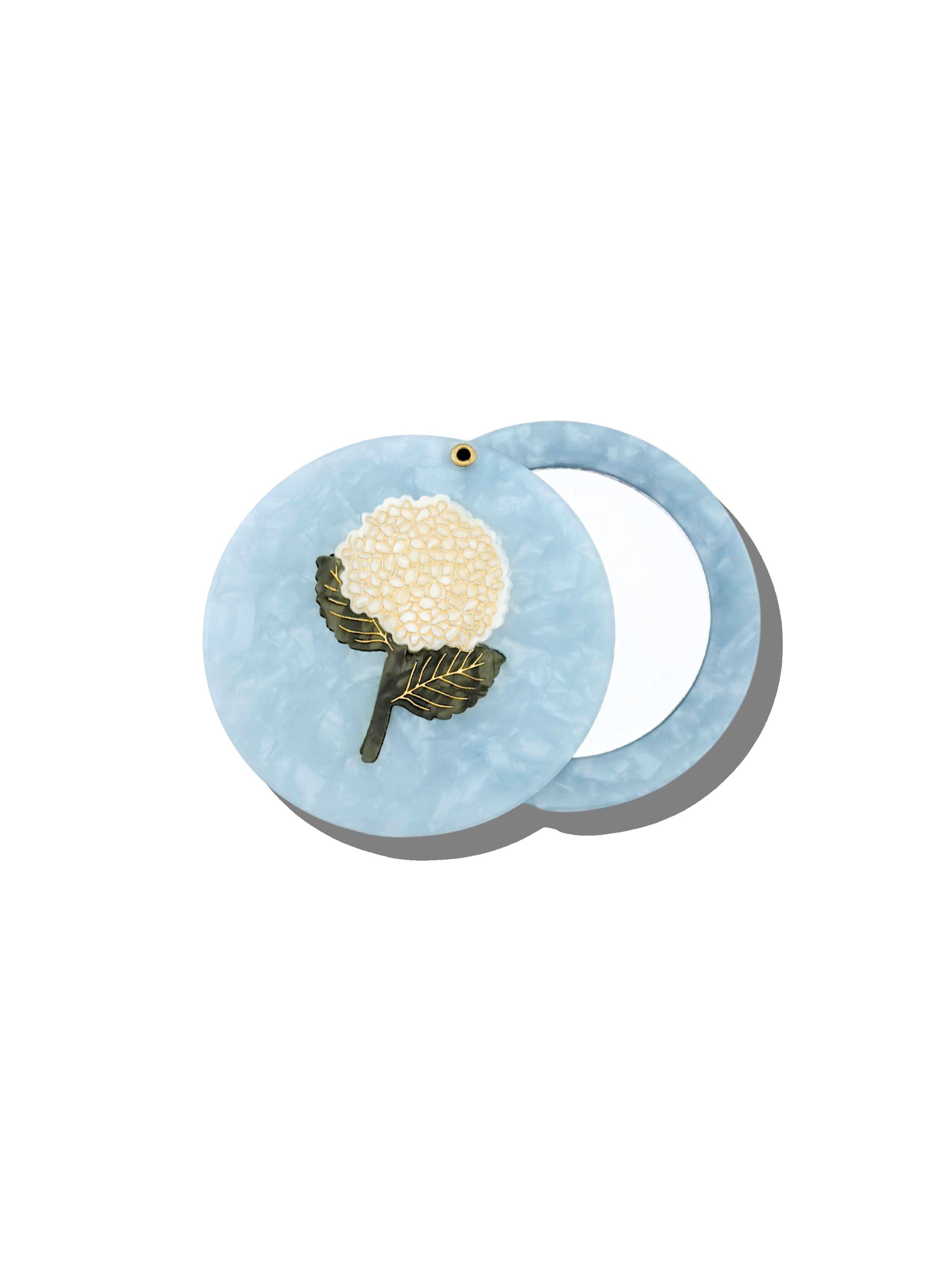 Hand-painted Hydrangea Compact Mirror | Eco-Friendly