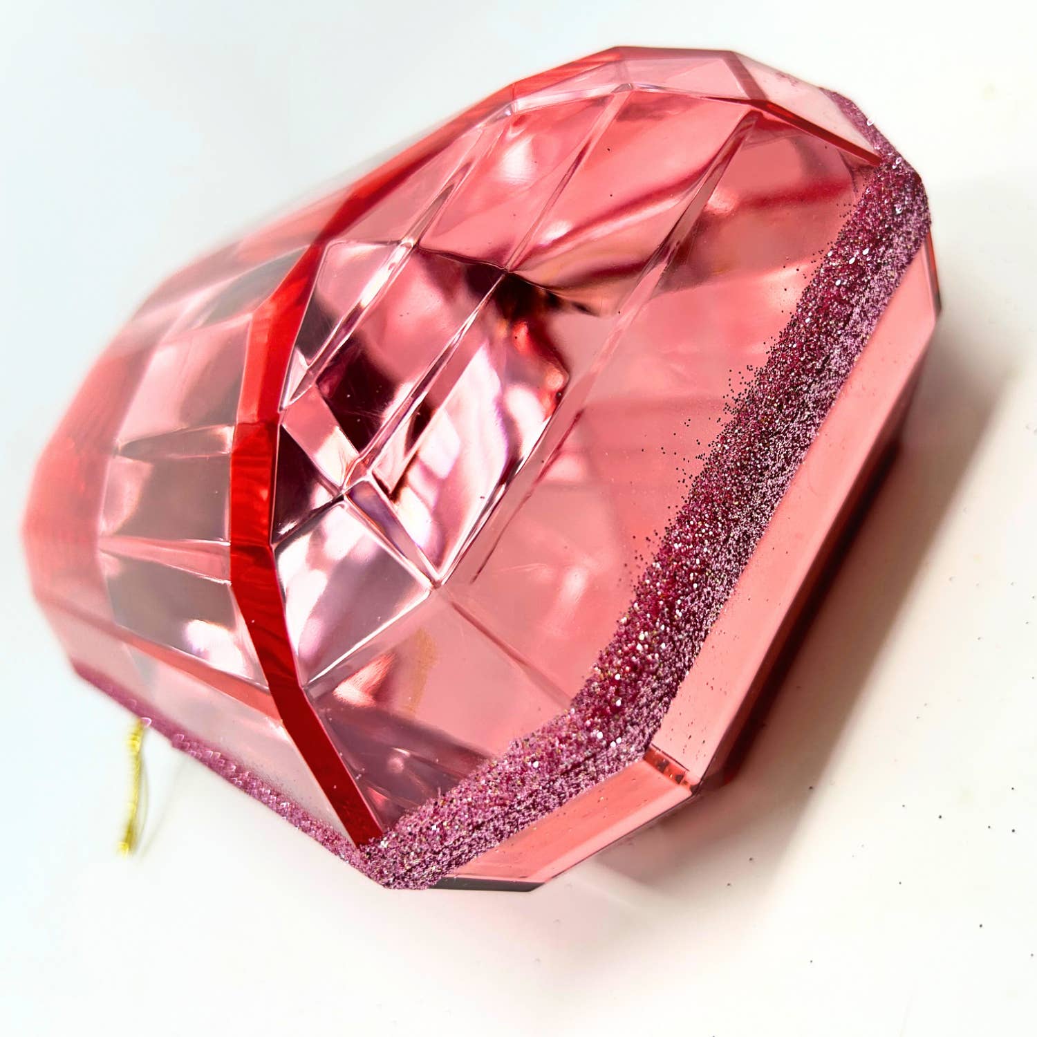 Acrylic Emerald Cut Precious Gem Ornament 8" - Pink