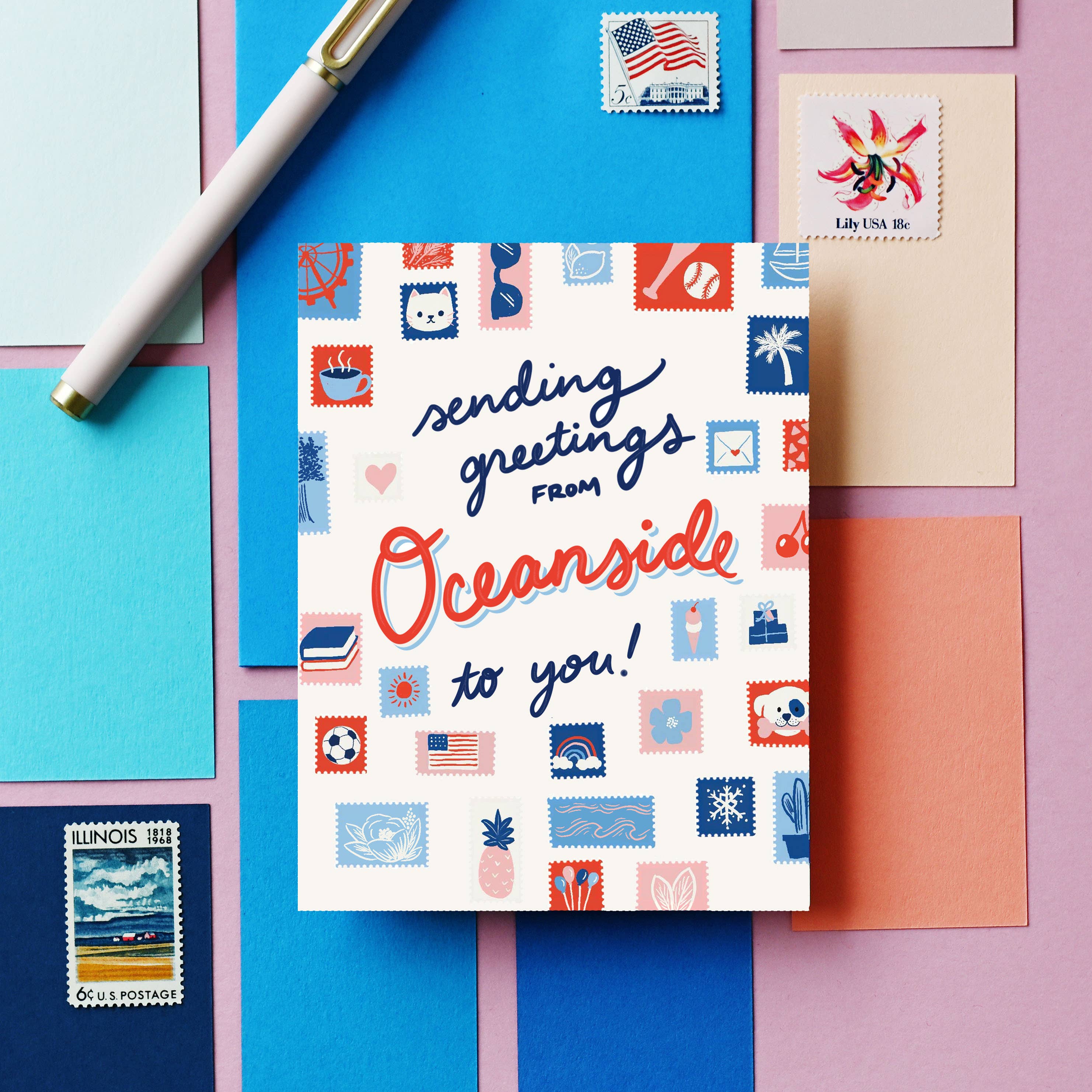 Custom City Postage Stamp Greetings Card-Tuscaloosa
